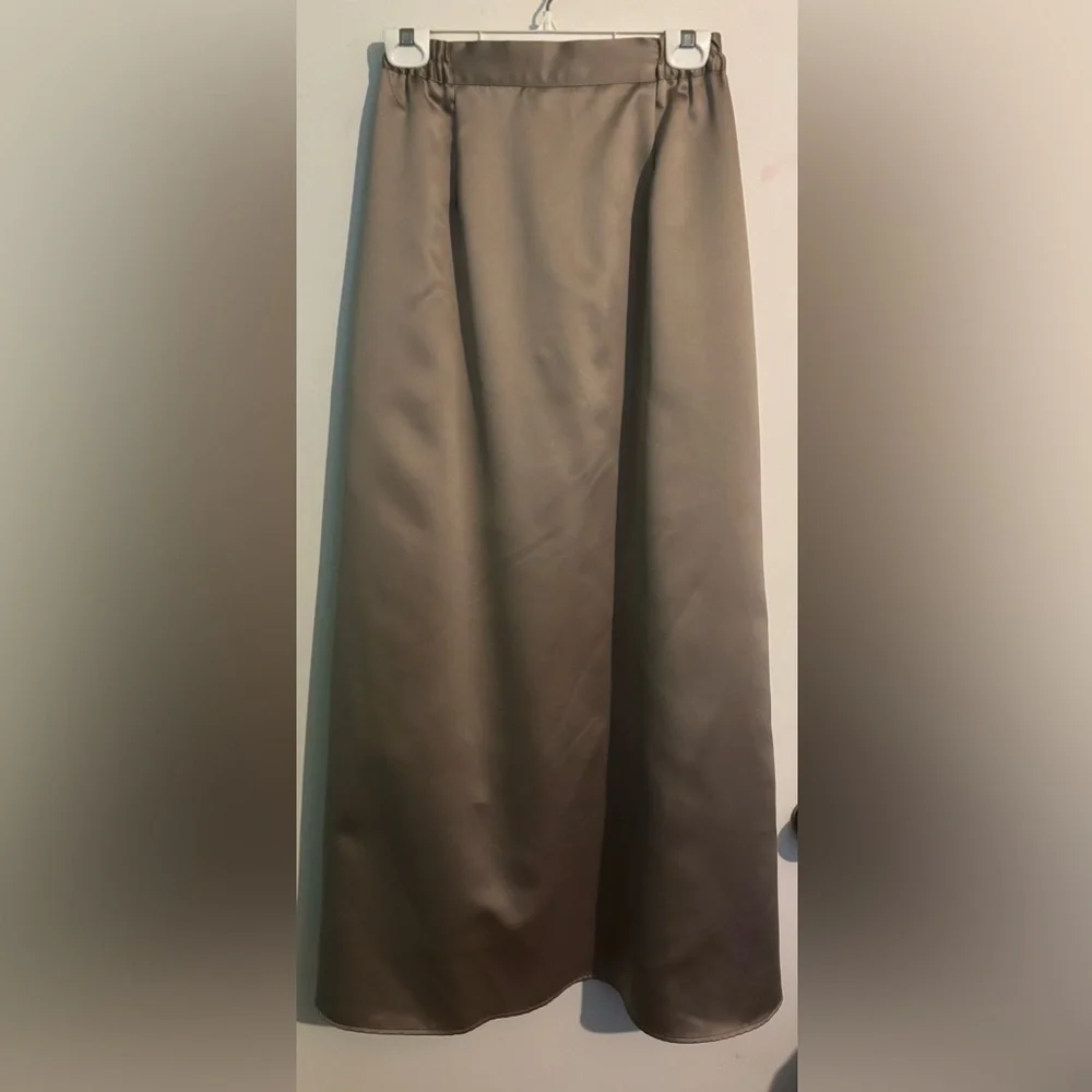 90s Vintage Kelly Bishop Womens Sz 8 3pc Champagne CropTop‎ Set Maxi Skirt Matte